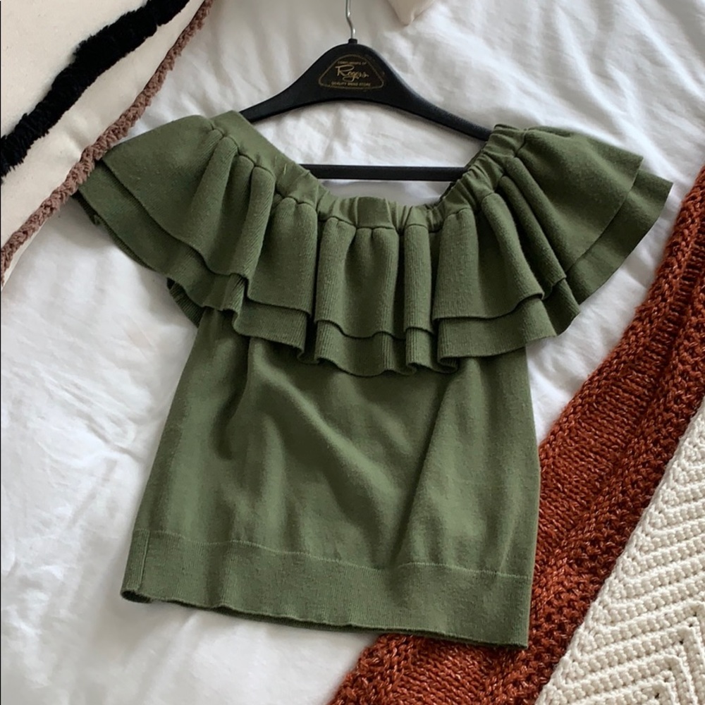 Jcrew off/on shoulder ruffle top